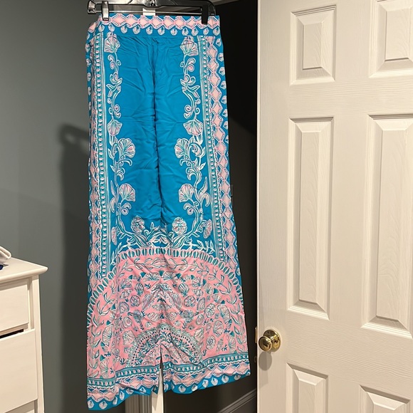 Lilly Pulitzer Bal Harbor Mid Rise Palazzo in Turquoise Teal size medium NWT - Picture 2 of 4